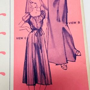 Vintage Ann Person Pattern Peasant Dress Uncut 70s Stretch & Sew 1580 Sz 28 - 44